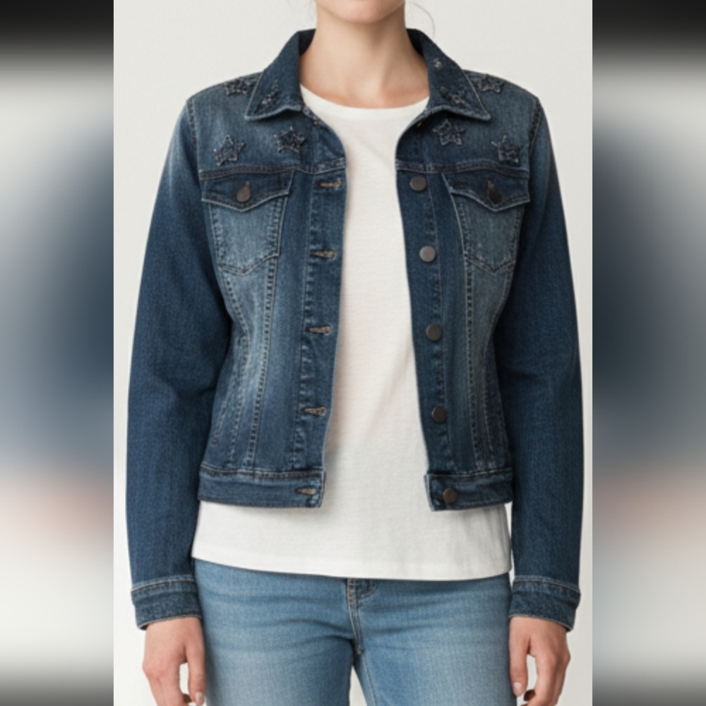 Articles of society denim jacket distress stars Medium